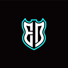 E D initial logo design with shield shape