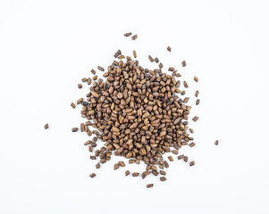 Cassia seed tea on white background