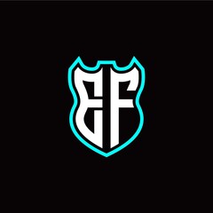 E F initial logo design with shield shape