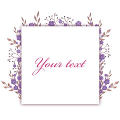 Watercolor frame for lettering ang invitation. Flowers and leaves.