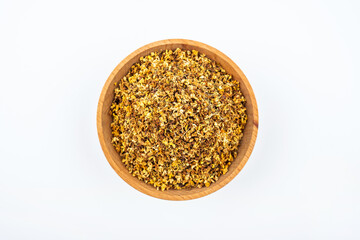 Osmanthus tea in a saucer on white background