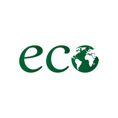 ecology protection icon with planet .Eco Icon Green Vector Illustration. Eco Logo. EPS 10