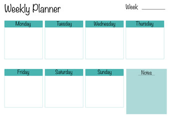 Weekly planner. Back to school. Work orginiser.