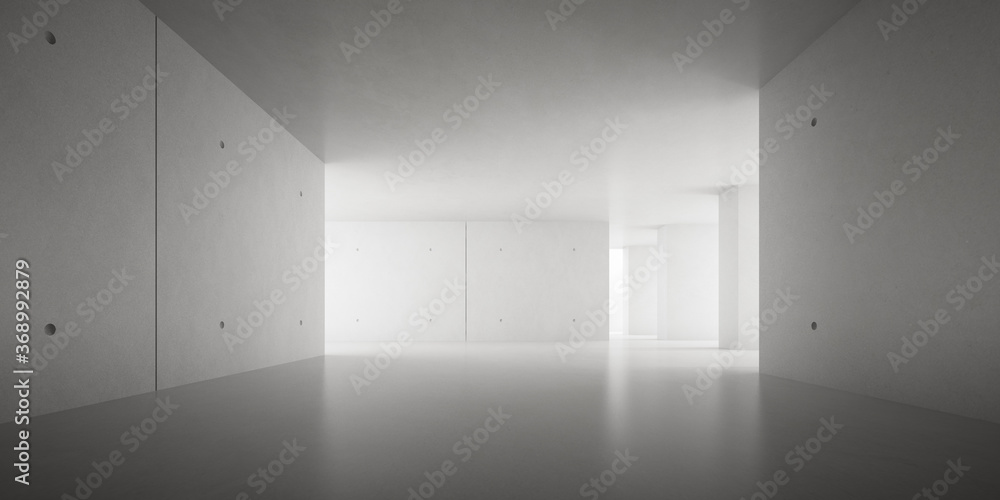 Poster abstract architecture space, interior with concrete wall. 3d render.