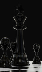 black chess board in black background