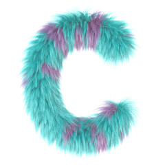 3d cartoon fun animal fur letter C