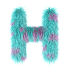 3d cartoon fun animal fur letter H