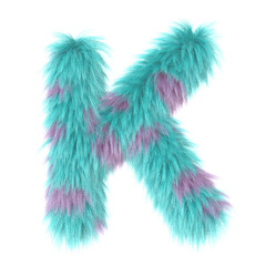 3d cartoon fun animal fur letter K