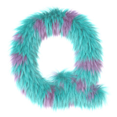 3d cartoon fun animal fur letter Q
