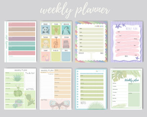 Set of weekly and daily planner