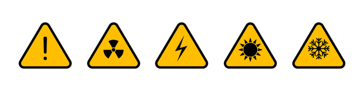 Set of caution signs. Warning, danger. Vector illustration
