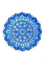 Blue watercolor mandala chakra Vishudha 
