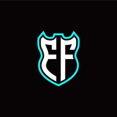F F initial logo design with shield shape