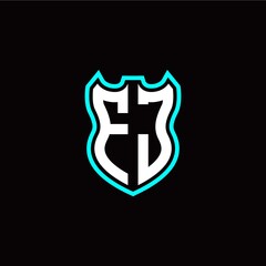 Obraz premium F J initial logo design with shield shape