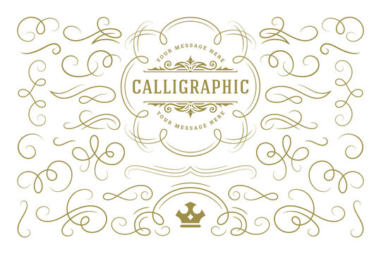 Calligraphic Design Elements Vintage Ornaments Swirls And Scrolls Ornate Decorations Vector Design Elements