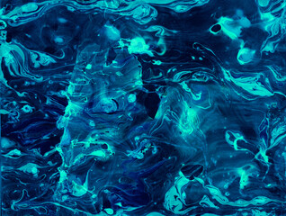 Navy Textured Fluid Background, Tye Dye Pattern . Indigo Abstract Dyed Ebru, Acrylic Fluid, Nature Blue Watercolor . Ink Grunge Japanese Drips