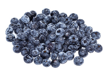 A handful of blueberries on white background.