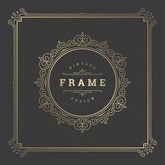 Vintage flourishes ornament swirls lines frame template vector illustration victorian ornate border for greeting cards