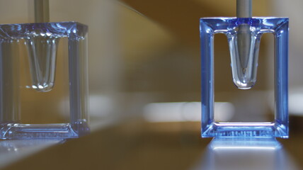 Blue ballpoint pen on the base