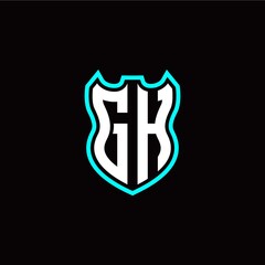 Obraz premium G H initial logo design with shield shape