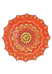 Orange watercolor mandala chakra Svadisthana
