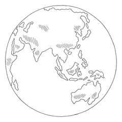 Globe earth graphic black white isolated sketch illustration vector