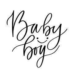 Baby boy print. Modern calligraphy design. Childish t-shirt template.