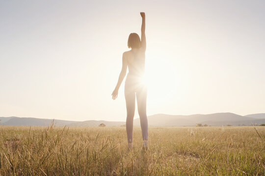 Victory. Feeling positive and full of joy.