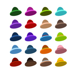 Set of color classic hats