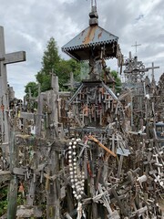 Kryziu kalnas (Hill of crosses) at summer time. A famous site of pilgrimage. Siauliai, Lithuania.