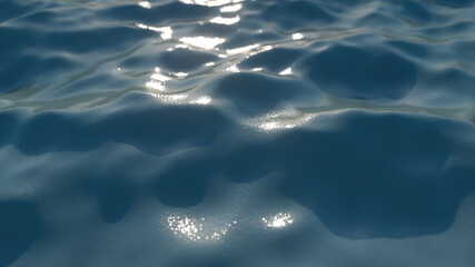 Bright blue sea wave surface in motion. Fresh drinking water, colorful video. Concept of environmental problems, lack of drinking water, climate change, global warming. 3d illustration