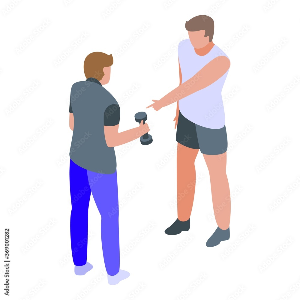 Poster dumbbell personal trainer icon. isometric of dumbbell personal trainer vector icon for web design is