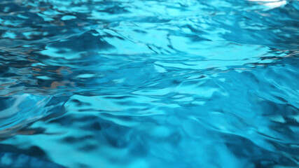 Pure blue water in the pool with light reflections. Slow motion. 3d illustration