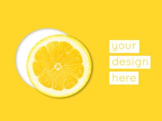 Abstract modern food graphical background with lemon. Bright colors.