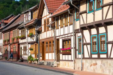 Fototapeta na wymiar Germany, Stolberg. The historic town in Saxony-Anhalt is famous for its half timbered houses