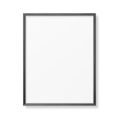 Vector 3d Realistic A4 Black Wooden Simple Modern Frame Icon Closeup Isolated on White. It can be used for presentations. Design Template for Mockup, Front View