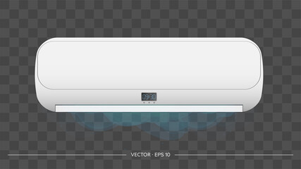 White air conditioner emits cold 3d. Realistic air conditioner vector.