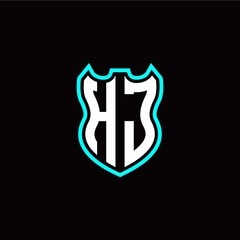 H J initial logo design with shield shape