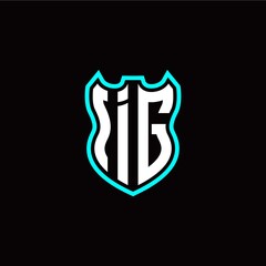 I G initial logo design with shield shape