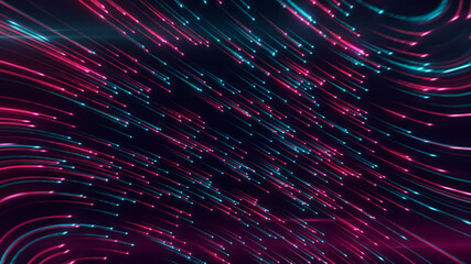 Abstract neon background from light lines swirling in space. 3d illustration
