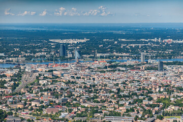 aerial view over the Riga city
