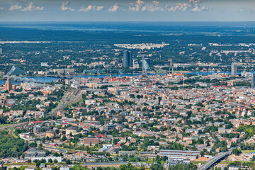 aerial view over the Riga city