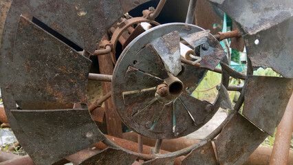 rusty metal structures in a scrap yard
