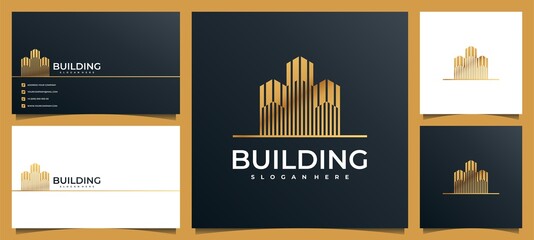 Creative golden luxury building logo design
