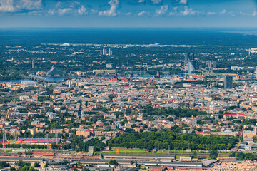 aerial view over the Riga city