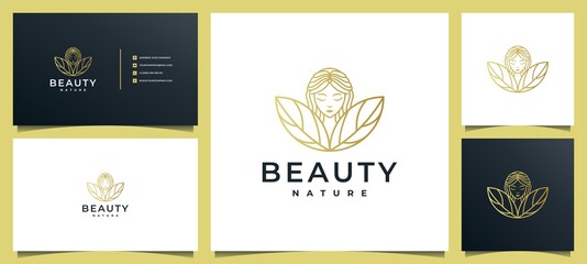 modern woman hair salon logo with flower combination