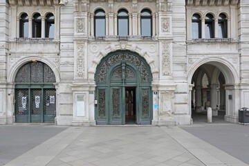 Fototapeta na wymiar Entrance to City Hall Building in Trieste Italy
