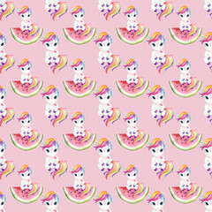 Obraz premium Seamless Watercolor Pattern with unicorns