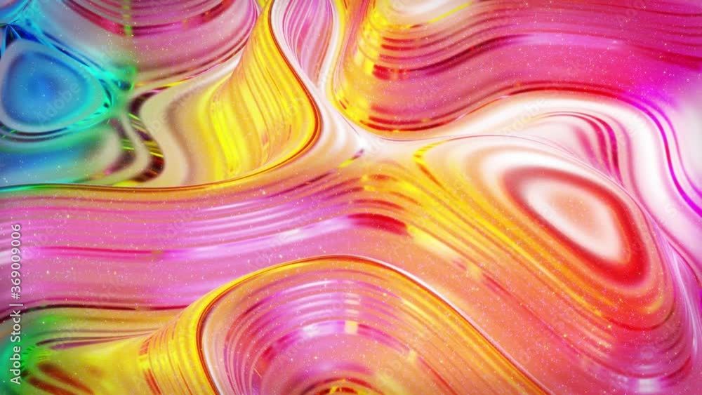 Aufkleber looped abstract background. beautiful iridescent wavy surface of liquid with pattern, gradient color