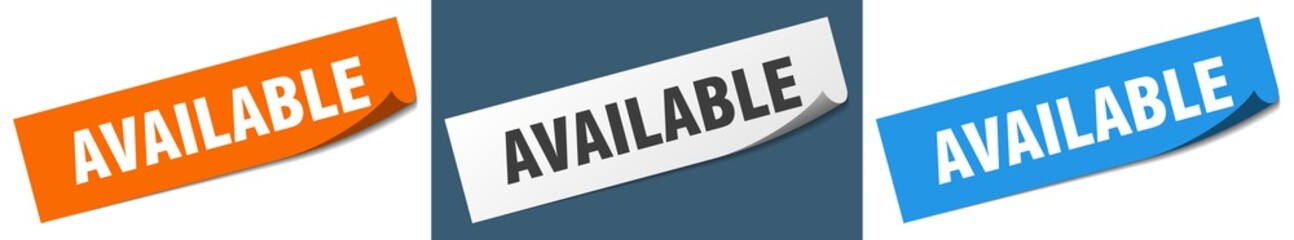 available paper peeler sign set. available sticker